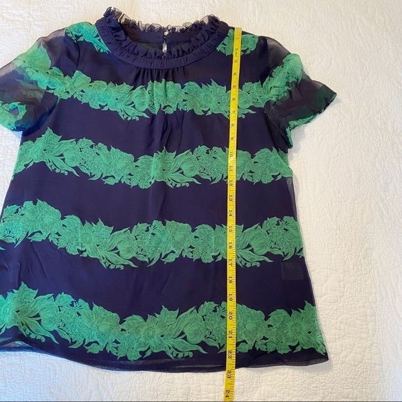 J. Crew 100% Silk Chiffon Ruffle Neck  Top - 2 - Picture 13 of 15